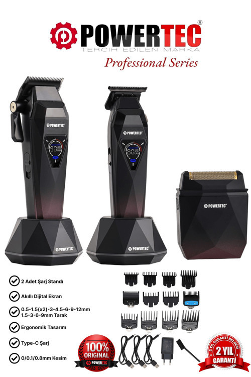 TR-5800 Saç-Sakal-Ense-Günlük Tıraş Makinesi 3'lü Set ( 0.5mm Tarak Dahil )