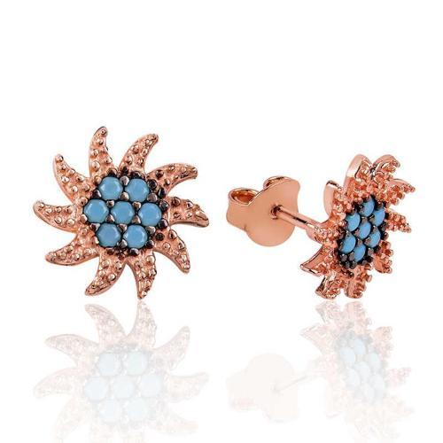 925 Ayar Gümüş Güneş Çivili Küpe