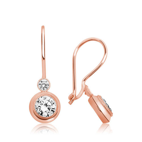 Gümüş Rose Sallantılı Tek Taş Küpe
