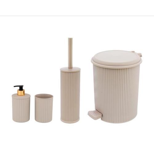 ELF-N522 Nostalji 4'lü Çöp Kovalı Wc Fırçalı Banyo Seti