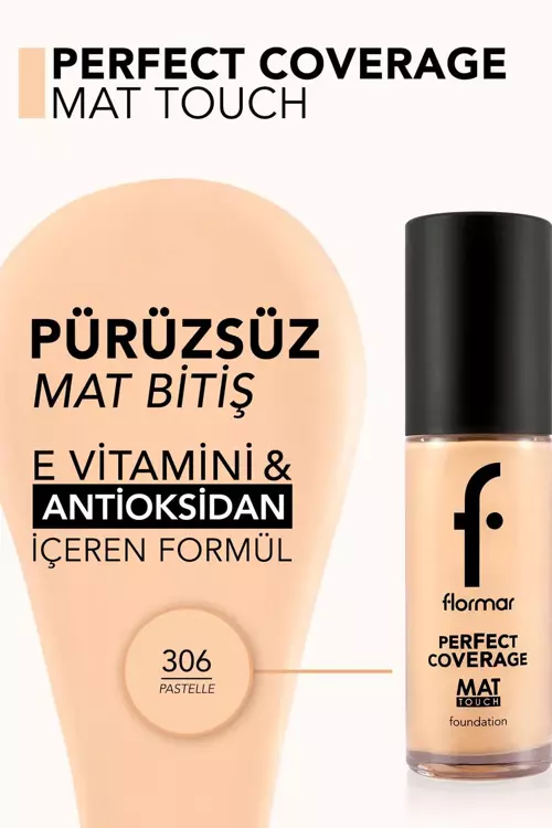 Mat Birişli E Vitamini İçeren Fondöten  - Mat Touch Foundation - 306 Pastelle