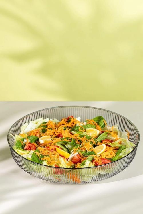 Füme Esnek Kırılmaz Plastik Meyve Sebze Salata Sunum Geniş Çanak Kasesi MIT1225