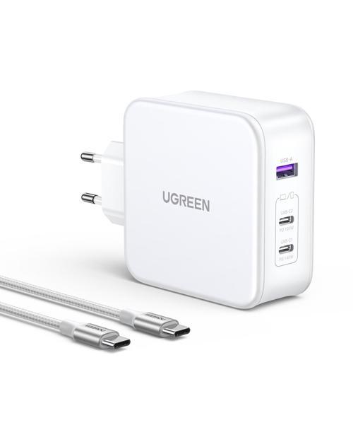 Nexode 140W GaN 3 Portlu Hızlı Şarj Cihazı 1xUSB-A, 2xUSB-C QC 4.0 PD 3.1, Beyaz, 15339