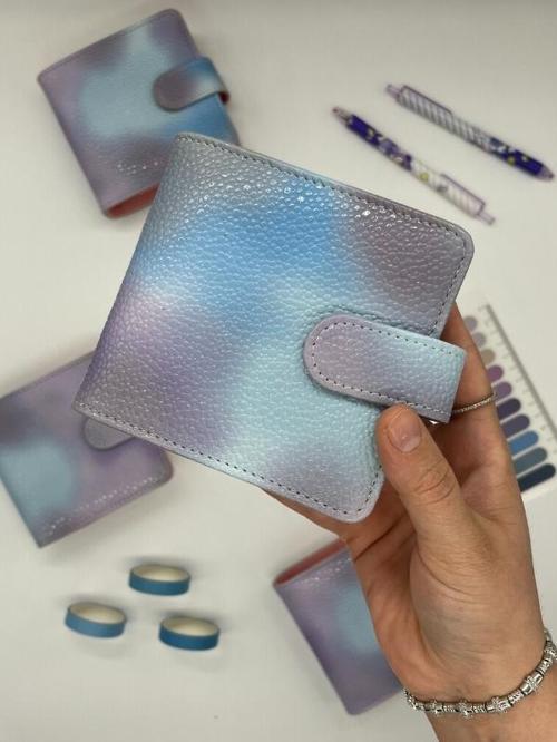Mini Boy Mavi Mor Tonları Mıknatıslı PU Deri Kapaklı Sürdürülebilir Ajanda/ Planner/ Binder Defter – 160 Sayfa (Çizgisiz