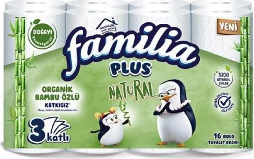 Plus Natural Organik Bambu Özlü 3 Katlı Tuvalet Kağıdı 16 Lı Paket