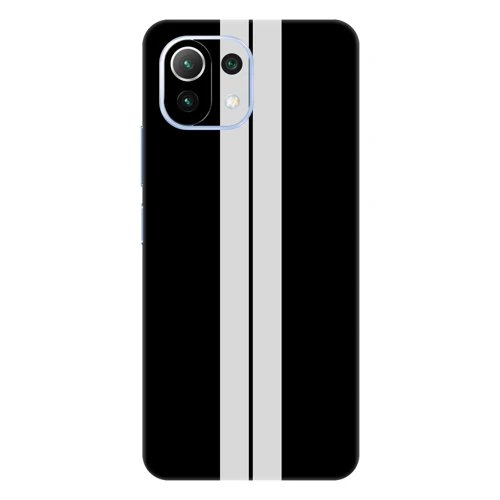 Xiaomi Mi 11 Lite Kaplama Siyah Çift Beyaz Şerit