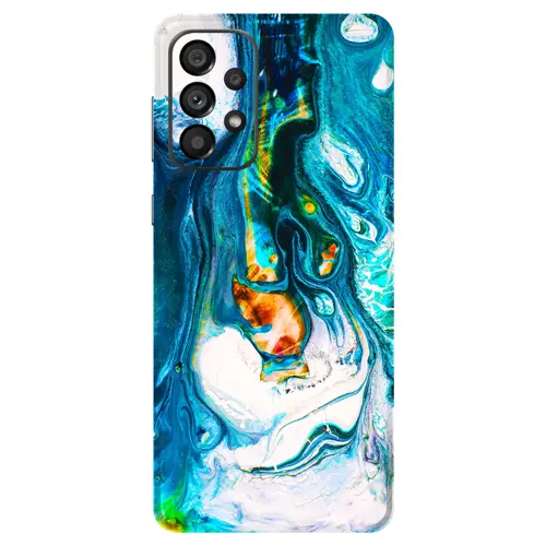 Samsung A73 Kaplama Mavi Buzul Yağlı Boya