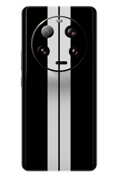 Xiaomi 13 Ultra Kaplama Siyah Çift Beyaz Şerit