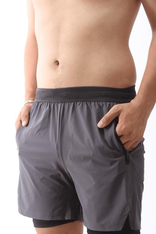 Unisex Gym Ve Fitness Astarlı Taytlı Şort / Gizli Cep Detaylı