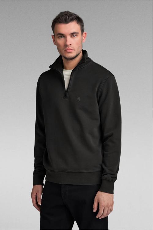 1/4 Fermuarlı Dik Yaka Sweatshirt |Şardonlu 3 İplik | Yaka Üzeri Şerit Detaylı