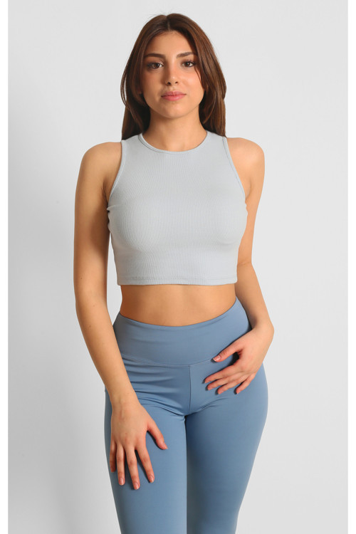 Ntb Crop Rip Top Pale Blue