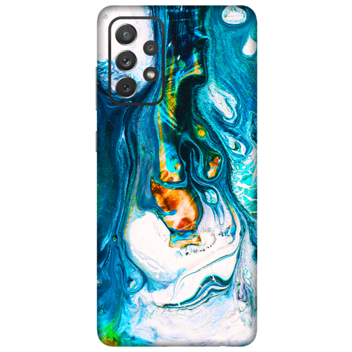 Samsung A52 Kaplama Mavi Buzul Yağlı Boya