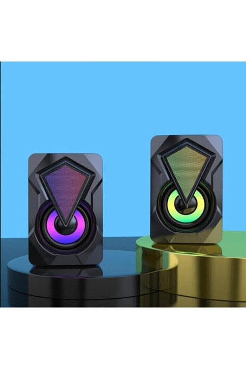 Bilgisayar Hoparlörü Rgb Led İşıklı Gaming Oyuncu Hoparlörü 3.5Mm Jack Usb Speaker 1+1 Ses Sistem