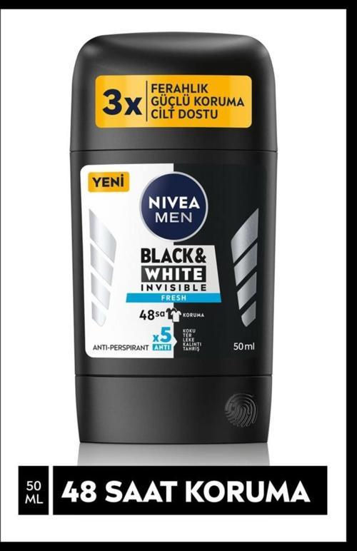 Men Erkek Stick Deodorant Black&white Invisible Fresh ,48 Saat Anti-perspirant Koruma ,50ml