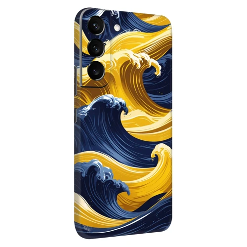 Samsung S22 Kaplama Sarı Lacivert Dalga