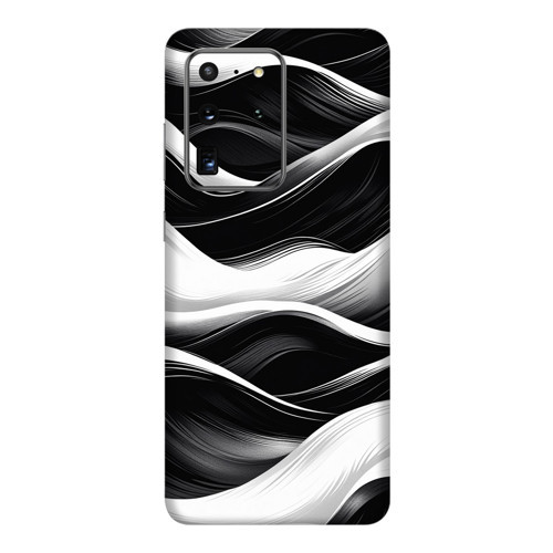 Samsung S20 Ultra Kaplama Siyah Beyaz Dalga