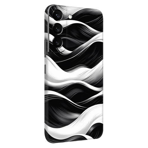 Samsung S22 Kaplama Siyah Beyaz Dalga