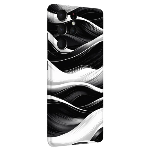 Samsung S21 Ultra Kaplama Siyah Beyaz Dalga