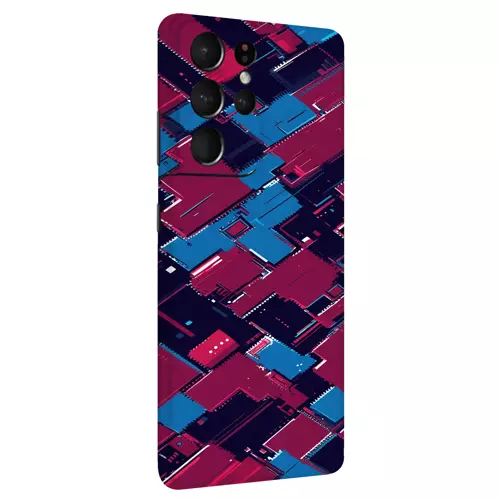 Samsung S21 Ultra Kaplama Bordo Mavi Pixel