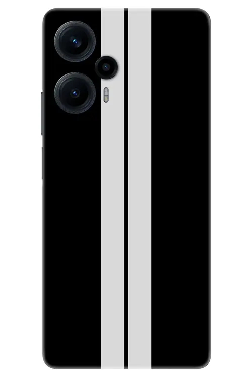 Poco F5 Kaplama Siyah Çift Beyaz Şerit