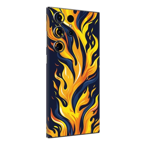 Samsung S23 Ultra Kaplama Sarı Lacivert Ateş