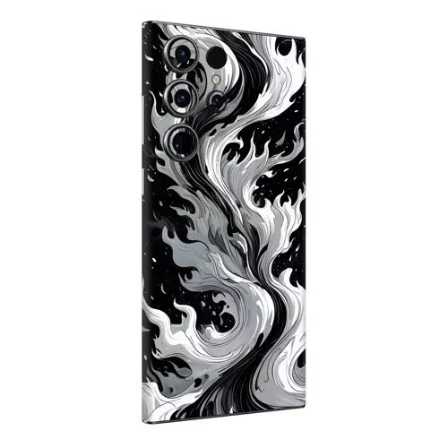 Samsung S23 Ultra Kaplama Siyah Beyaz Ateş