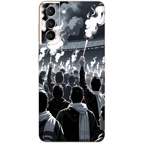Samsung S21 Kaplama Siyah Beyaz Taraftar