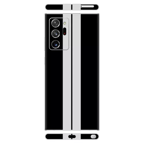 Samsung S21 Kaplama Siyah Çift Beyaz Şerit