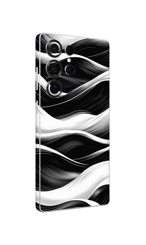 Samsung S25 Ultra Kaplama Siyah Beyaz Dalga