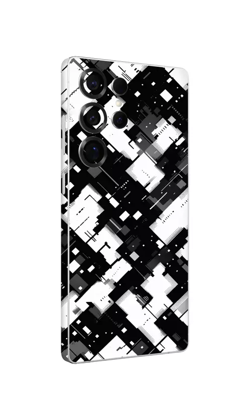 Samsung S25 Ultra Kaplama Siyah Beyaz Pixel