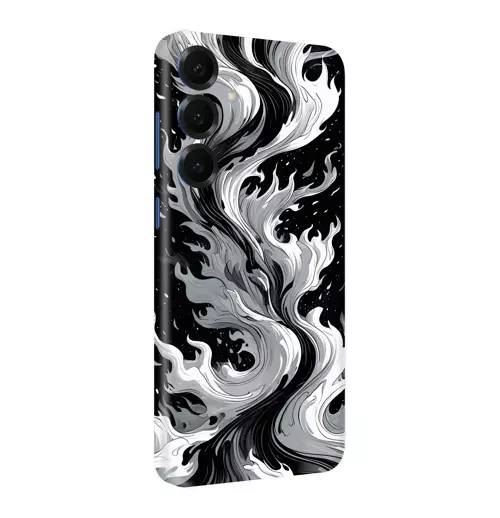 Samsung S25 Kaplama Siyah Beyaz Ateş