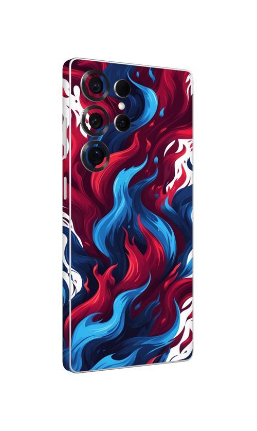 Samsung S25 Ultra Kaplama Bordo Mavi Ateş