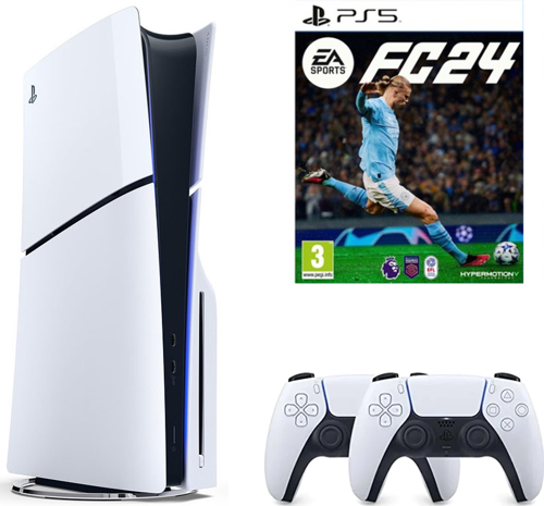 Playstation 5 1 TB Slim Cd Edition Konsol + 2. Ps5 Kol + Ps5 Fifa 24 - Fc 24 Oyunu (İthalatçı Garantili)