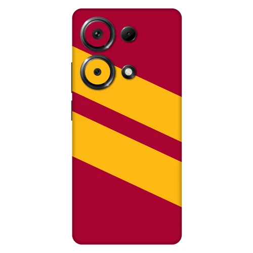 Poco M6 Pro Kaplama Sarı Kırmızı Şerit