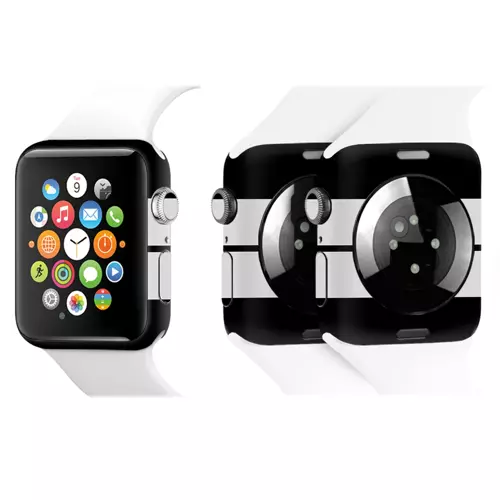 Apple Watch Kaplama Siyah Çift Beyaz Şerit