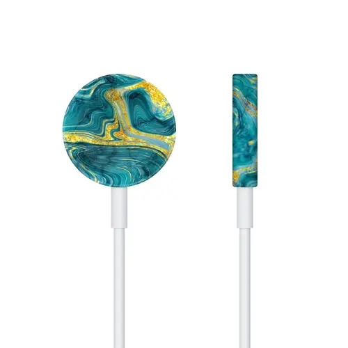 Apple Watch Manyetik Şarj Kaplama Mistik Turkuaz Dalga