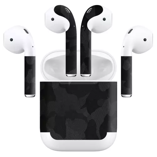 Airpods (Gen 2 No Wireless) Kaplama Siyah Kamuflaj