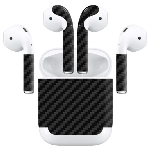 Airpods (Gen 2 No Wireless) Kaplama Siyah Karbon Fiber