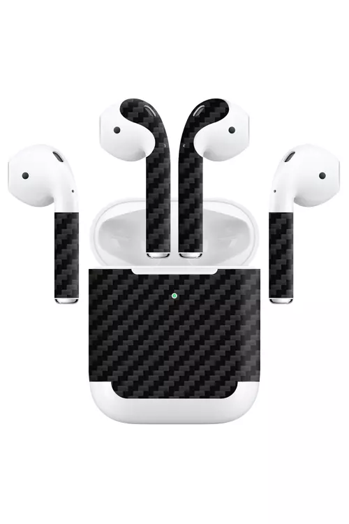Airpods (Gen 2 Wireless) Kaplama Siyah Karbon Fiber