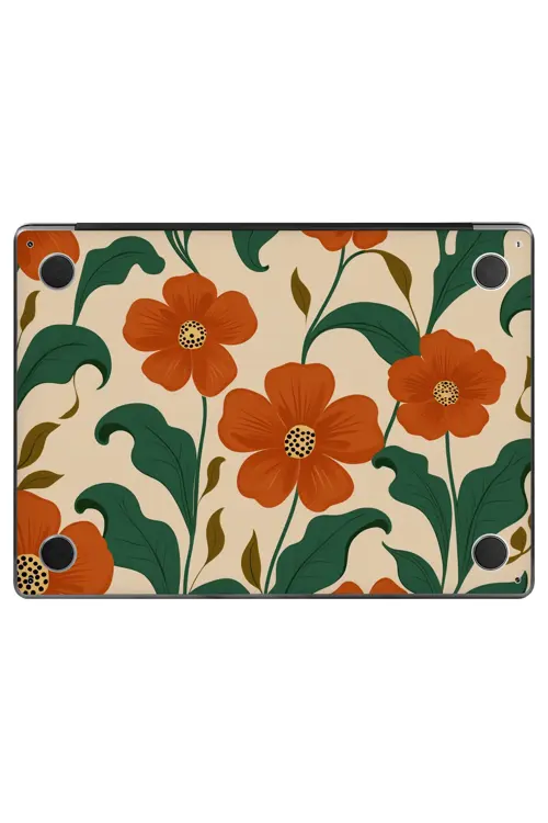 Macbook Air 13" (2024 M3) Kaplama - Kırmızı Çiçek