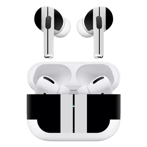 Airpods Pro Kaplama Siyah Çift Beyaz Şerit