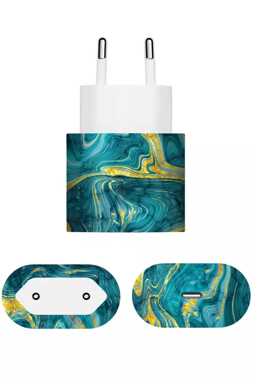 Apple 20W Şarj Aleti Kaplama Mistik Turkuaz Dalga