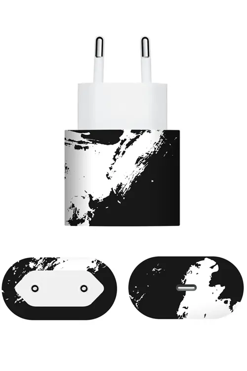 Apple 20W Şarj Aleti Kaplama Siyah Beyaz