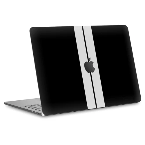Macbook Pro 13" (2020 M1) Kaplama - Siyah Çift Beyaz Şerit