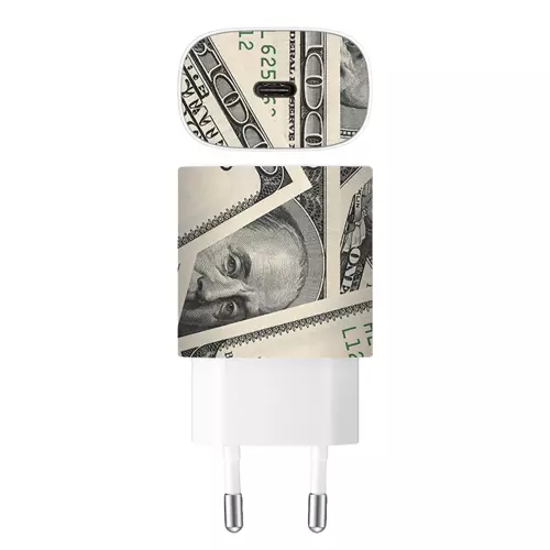 Samsung 25W Şarj Aleti Kaplama Dolar Desenli