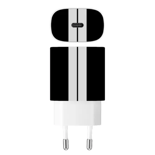 Samsung 25W Şarj Aleti Kaplama Siyah Çift Beyaz Şerit