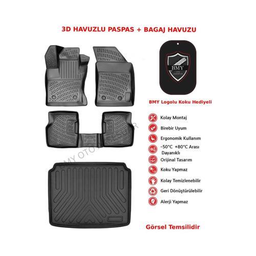 Citroen C3 Aircross 2025 Sonrası Hybrid (Alt) 3D Araca Özel Paspas ve Bagaj Havuzu Set Bmy