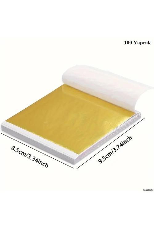Altın Yaprak, Yaprak Altın, Varak Altın, Tırnak Süsü, Dekoratif, Epoksi Reçine-8.5X9.5-100Sayfa