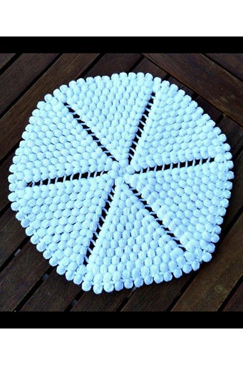 Banyo Lifi Beyaz Renk, Duş Bezi, El Örgüsü, Çeyizlik, Altıgen Çap:26Cm