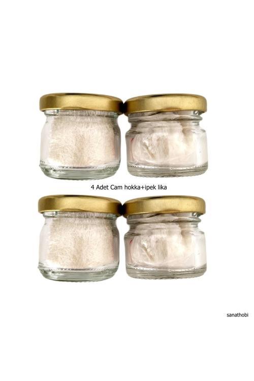 İpek Likalı Cam Hokka Sarı Kapak, Hat Sanatı Kaliigrafi, Minyatür Tezhip Hokka-28Ml-4 Adet